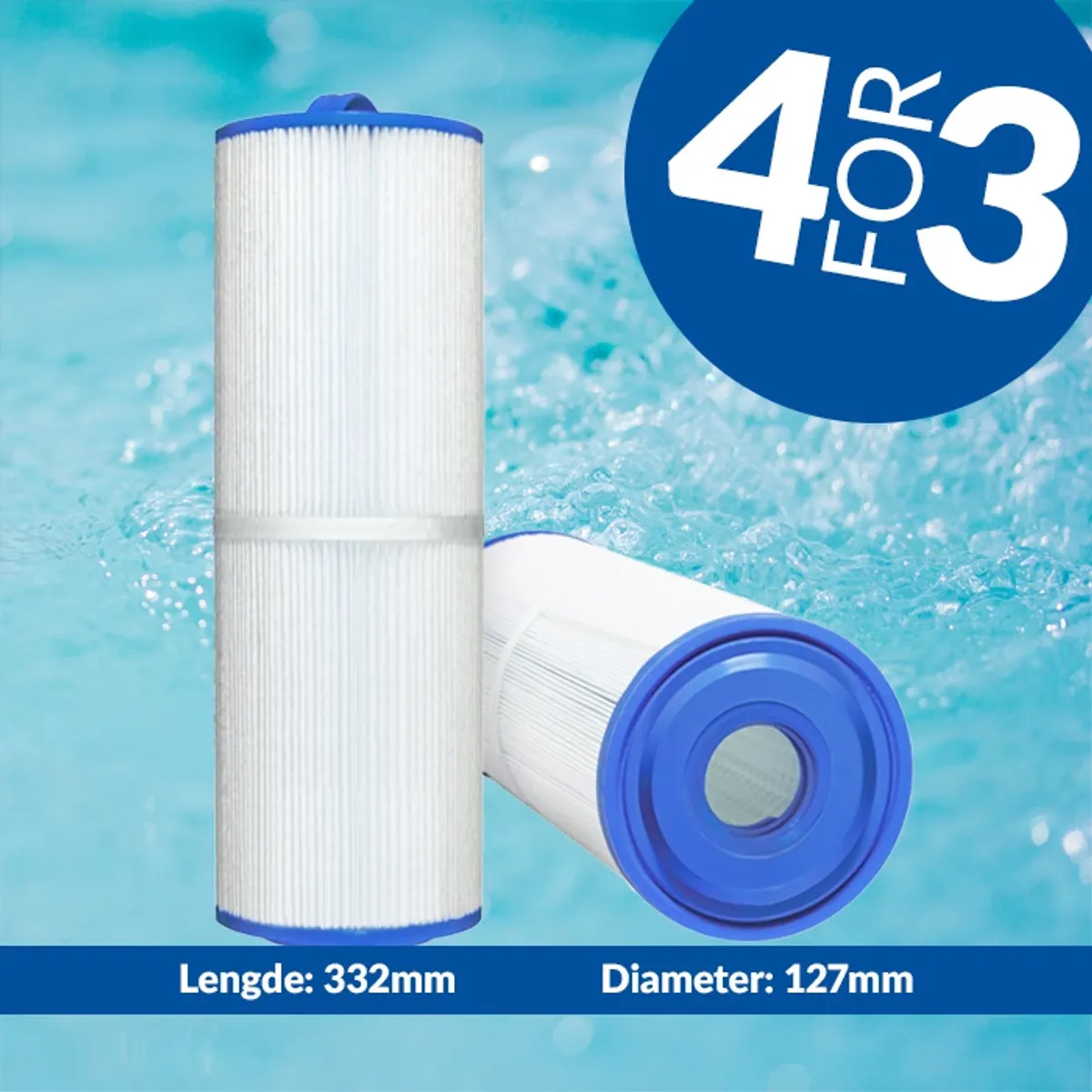 Spa filter 75 sq. ft. m/ innv. gjenger, vaskbar (4pk - spar 25%!