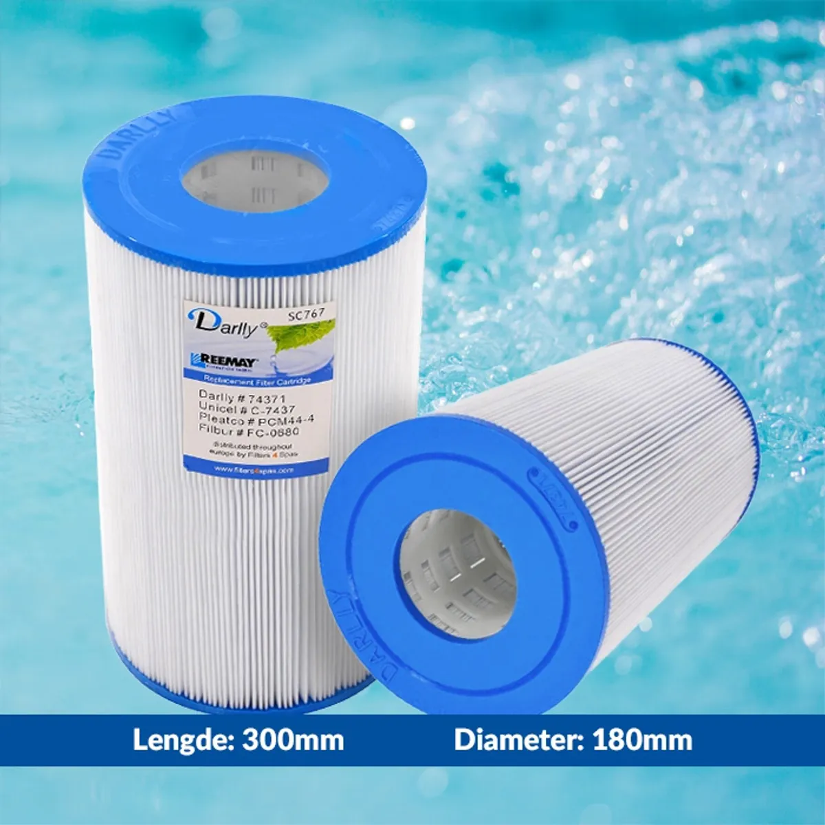 Spa filter 44 sq. ft. u/ gjenger, vaskbart (SC767) (U)