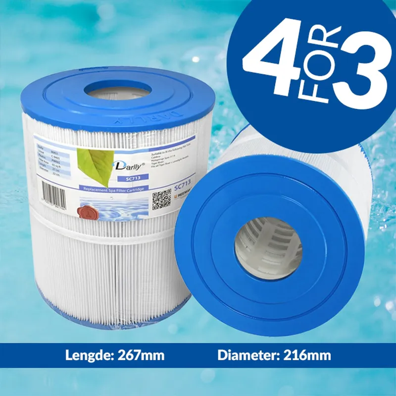 Spa filter 65 sq. ft. u/ gjenger, vaskbart (4pk - spar 25%)