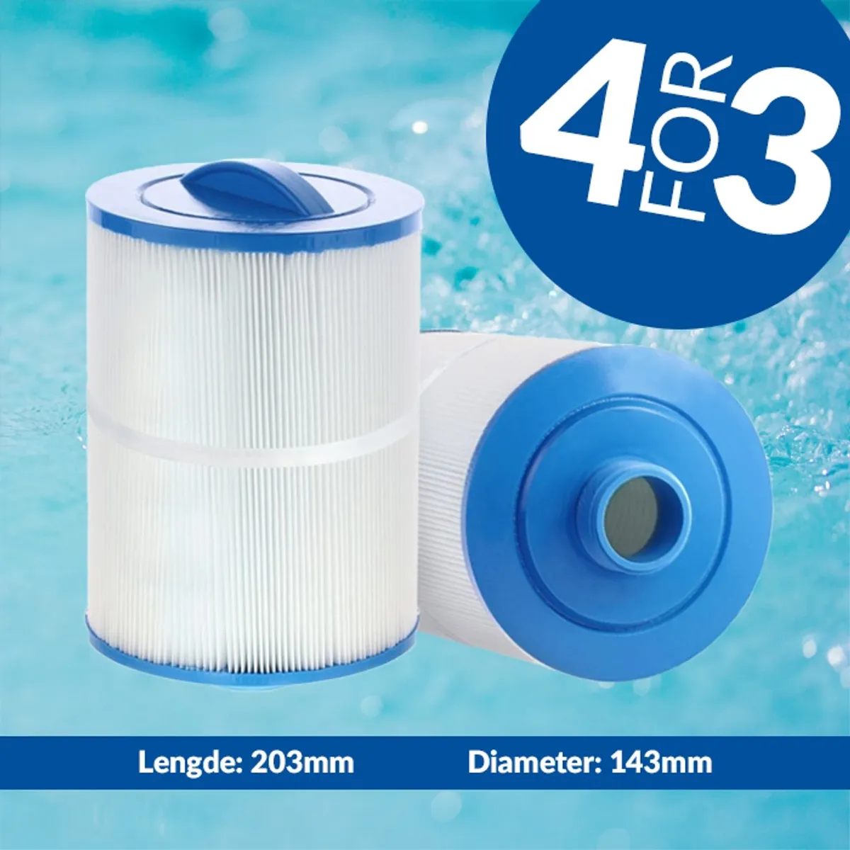 Spa filter 50 sq. ft. fingjenget, vaskbart (4pk - spar 25%!)
